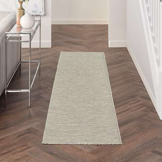 Nourison Positano Light Grey 2' x 6' Area Rug Easy Clean, Non Shedding, Bed Room, Living Room, Dining Room, Kitchen (6' Runner)