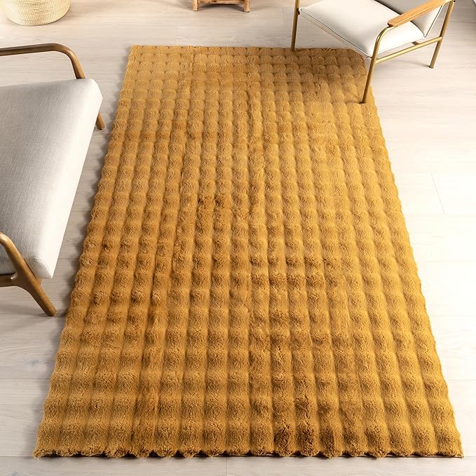 nuLOOM Jeni Checkered 7'6" x 9'6" Machine Washable Area Rug for Living Room Bedroom Dining Room Kitchen, Gold