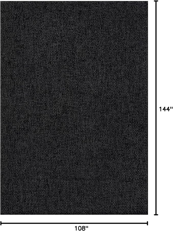 CAMILSON Easy Jute Rug 9x12, Indoor Outdoor Dark Gray Black Farmhouse Area Rugs for Living Room Patio and Kitchen Rug Solid Boho Woven Design Easy-Cleaning Washable Outside Carpet Alfombras (9 x 12)