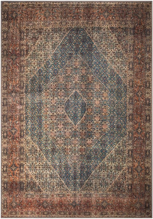 Keen Home Design 5x7 Rug - Machine Washable Area Rug with Non-Slip Backing, Ideal for Living Room, Dining Room, Bedroom - Vintage, Easy Clean, Durable, Low Pile Rug - (5' x 7')