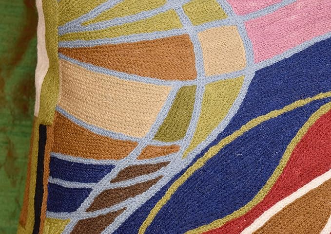 Hundertwasser Modern Pillow Cover Contemporary Pillowcase Accent Outdoor Pillows Abstract Couch Cushion Farmhouse Throw Pillows | Mid Century Chair Cushions | Handmade Wool Size 18x18