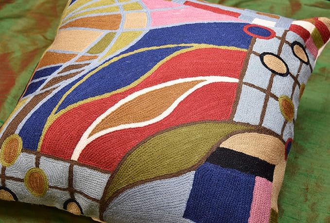 Hundertwasser Modern Pillow Cover Contemporary Pillowcase Accent Outdoor Pillows Abstract Couch Cushion Farmhouse Throw Pillows | Mid Century Chair Cushions | Handmade Wool Size 18x18