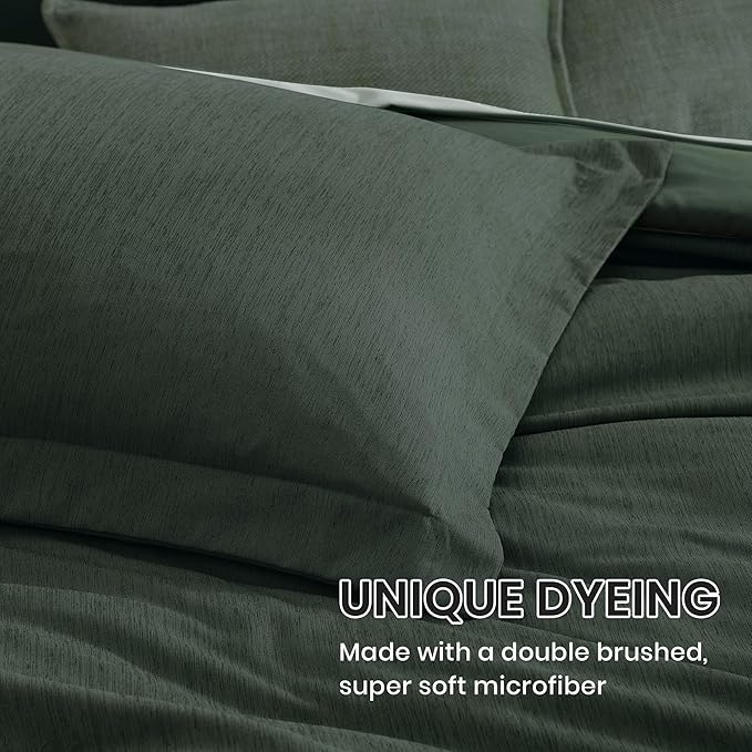 Monbix Queen Comforter Set - 7 Pieces Cationic Dyeing Deep Forest Bed in a Bag Queen Bedding Sets with Comforter, Sheets, Pillowcases & Shams, Reversible Bedding Comforters Sets