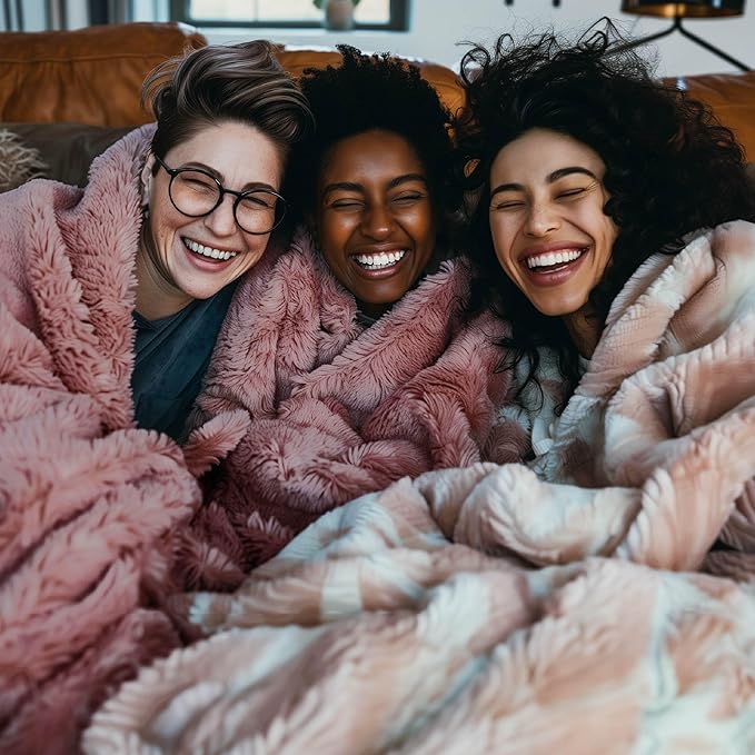 Bedsure GentleSoft Fluffy Dusty Pink Blankets Queen Size for Bed, Thick Sherpa Faux Fur Fleece Fuzzy Plush Winter Warm Soft Queen Blankets, Bedroom Decor Pink Gifts Cozy Gifts for Women Men, 90x90