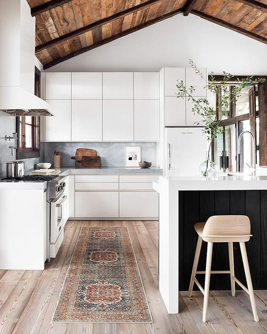 Loloi Layla Collection LAY-09 Cobalt Blue/Spice 2'-6" x 7'-6" .13" Thick Runner Rug, Soft, Durable, Vintage Inspired, Distressed, Low Pile, Non-Shedding, Easy Clean, Printed, Living Room Rug