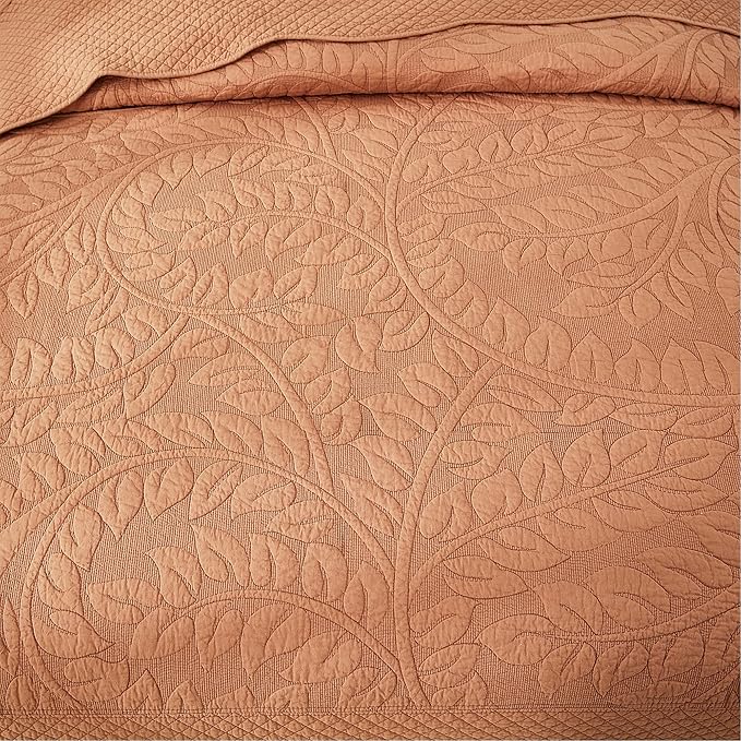 MarCielo 3-Piece 100% Cotton Oversized Bedspread Lightweight Quilt Coverlet Embroidery Farmhouse Bedding Set T0 (Royal Orange, Twin (68"x86"))
