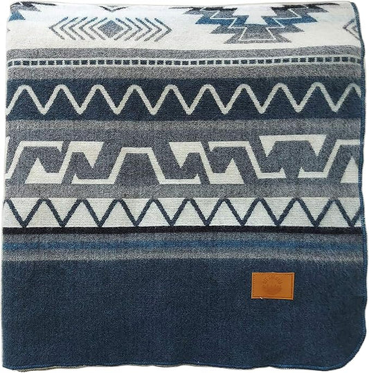 Inca Aztec Throw, Queen, King Blanket | Southwest Indian Navajo Boho Style | Native Cover for Camping, Bedding, Couch, Vanlife | Faux Alpaca, Lightweight, Hypoallergenic (Cotopaxi Slate, Throw)