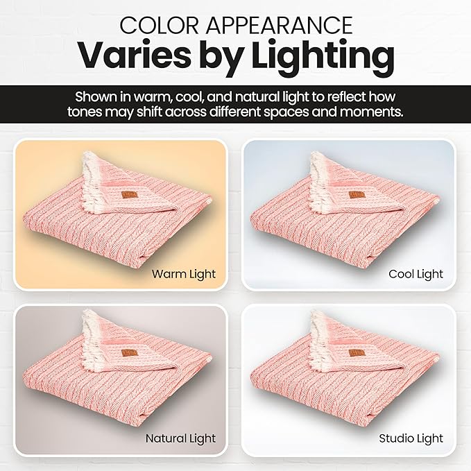 Gold Case Throw Blanket for Couch – 100% Recycled Turkish Cotton Blankets & Throws – Elegant Decorative Throw Blankets for Living Room Sofa – Woven Throws for Couch – Vintage Orange – 60x80