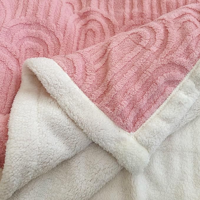 UKELER Sherpa Throw Blanket 60 × 80 inch, Ultra Soft Twin Size Fleece Blanket for All Season, Cozy Plush Arch Blankets for Bed Couch Sofa Office Camping, Pink