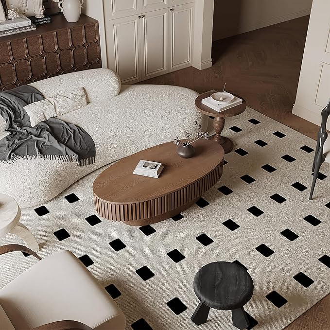 47.2''Oval Coffee Table with Storage, Mid Century Modern Fluted Drum Center Tables with Lid, Solid Wood Side Pedestal Coffee Table Tea Table for Living Room, Bedroom, Apartment-Walnut