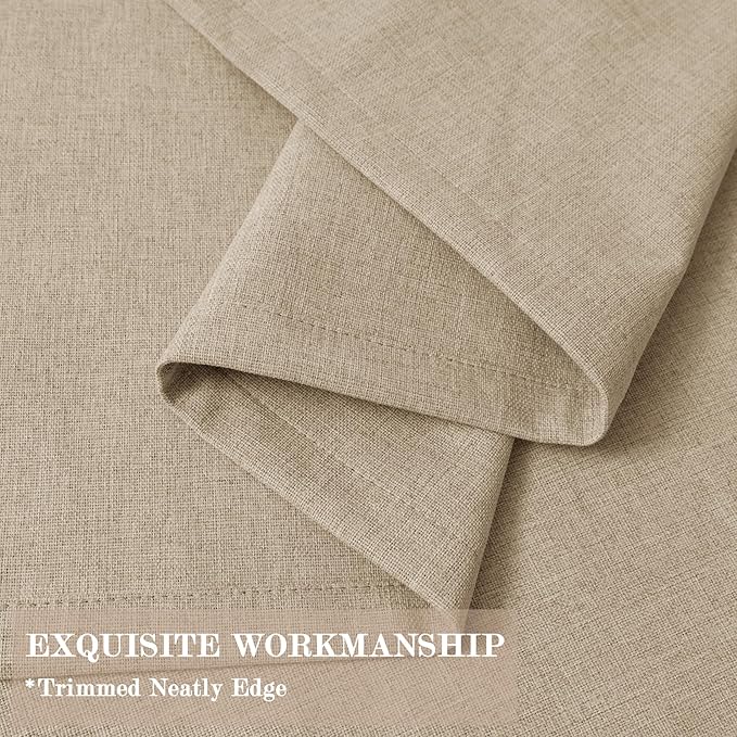 100% Blackout Linen Textured Drapes for Bedroom Pinch Pleated Curtains for Track System Portable Drapery for Sliding Glass Door/Storage/Space Room Divider, 70" Wx96 L, 1 PC, Sand Beige