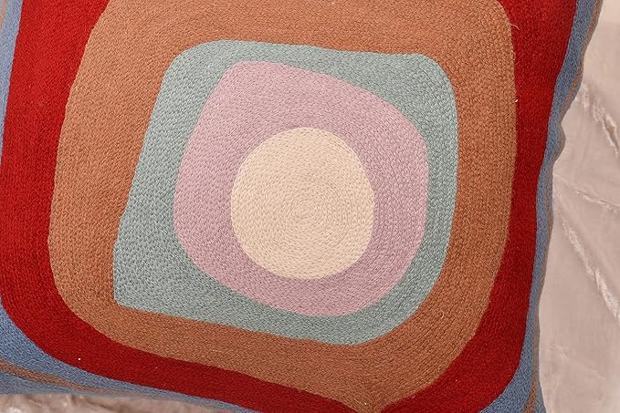 Kandinsky Modern Pillow Cover - Ruby Abstract Pillows | Contemporary Pillows | Mid Century Chair Cushions | Handmade Wool Size 18x18