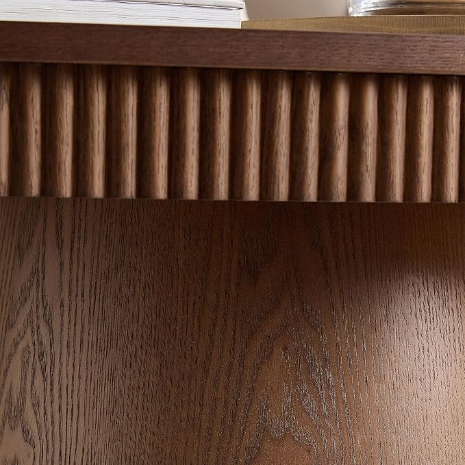 Modern Oval Coffee Table with Wood Pedestal,47.24" Farmhouse Center Table for Living Room, Ellipse Coffee Tables Tea Table for Bedroom, Apartment-Walnut