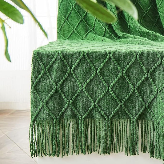 inhand Green Christmas Throw Blanket for Couch and Bed, Birthday Gifts for Women Teen Girl Friend Home Decor Knitted Blanket and Throws, Outdoor Lightweight Farmhouse Warm Woven Decorative, 50"x60"