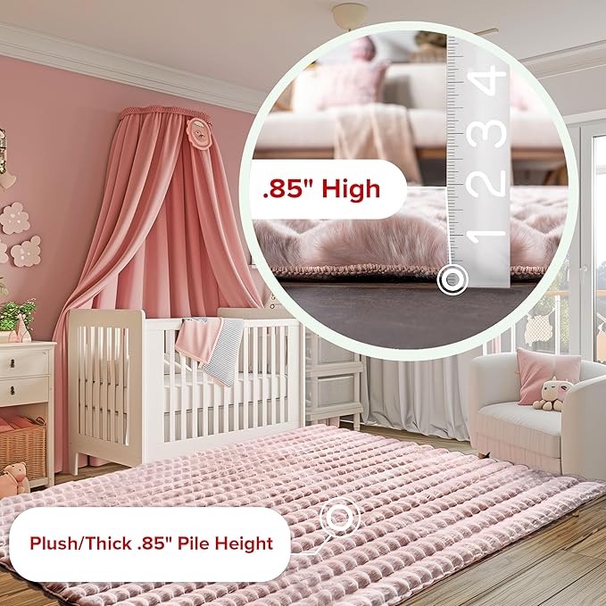 nuLOOM 7'6' x 9'6' Cozy Plush Area Rug, Machine Washable, Non-Slip, Soft Fluffy Shag Carpet for Living Room Bedroom Kids Room Nursery Home Decor, Jeni Blush