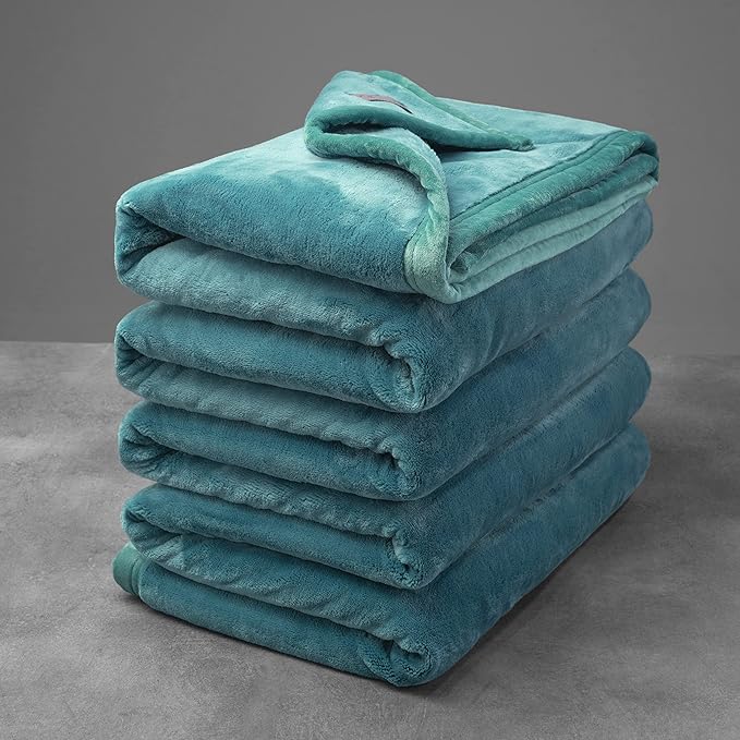 Mellowdy Extra Thick Hearty Plush Flannel Blanket (Deep Turquoise, 60x80) - 500GSM Twin Size Warm Blanket for Winter, Fall | Soft, Fluffy, Cuddly, Perfect for Bed, Oversized Throw for Couch, Sofa