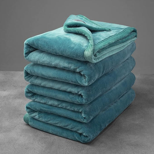 Mellowdy Extra Thick Hearty Plush Flannel Blanket (Deep Turquoise, 60x80) - 500GSM Twin Size Warm Blanket for Winter, Fall | Soft, Fluffy, Cuddly, Perfect for Bed, Oversized Throw for Couch, Sofa