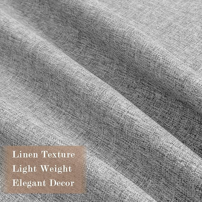 100% Blackout Linen Textured Drapes for Bedroom Pinch Pleated Curtains for Track System Portable Drapery for Sliding Glass Door/Storage/Space Room Divider, 70" Wx96 L, 1 PC, Light Grey