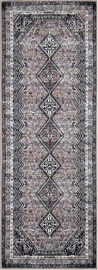 Keen Home Design 2x12 Rug - Machine Washable Runner Rug with Non-Slip Backing, Ideal for Hallway, Entryway, Kitchen, Laundry Room - Vintage, Easy Clean, Durable, Low Pile - (2'6" x 12')