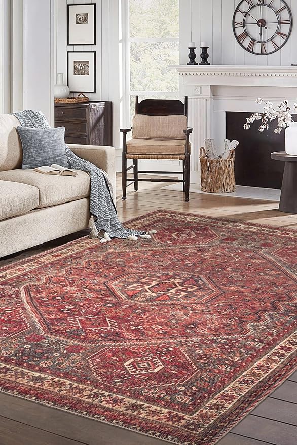 Keen Home Design 4x6 Rug - Machine Washable Area Rug with Non-Slip Backing, Ideal for Living Room, Dining Room, Bedroom - Vintage, Easy Clean, Durable, Low Pile Rug - (4' x 6')