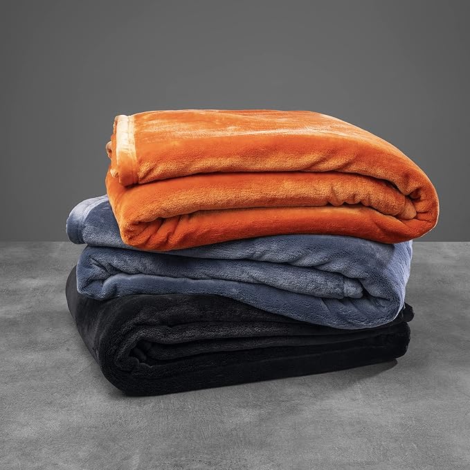 Mellowdy Extra Thick Hearty Plush Flannel Blanket (Burnt Orange, 60x80) - 500GSM Twin Size Warm Blanket for Winter, Fall | Soft, Fluffy, Cuddly, Perfect for Bed, Oversized Throw for Couch, Sofa
