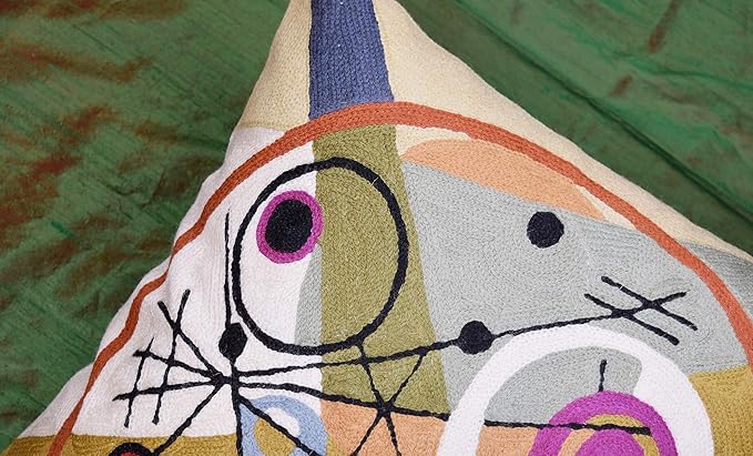 Kandinsky Abstract Throw Pillow Cover - Circles | Modern Couch & Outdoor Pillow | Mid Century Chair Cushions | Handmade Wool Size 18x18