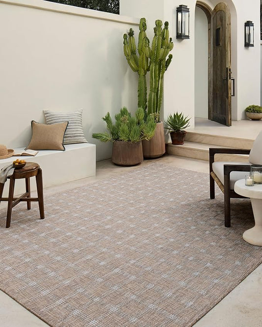 Loloi Amber Lewis Topanga Collection TOP-01 Natural/Bone 6'-7" x 9'-4" Indoor/Outdoor Area Rug