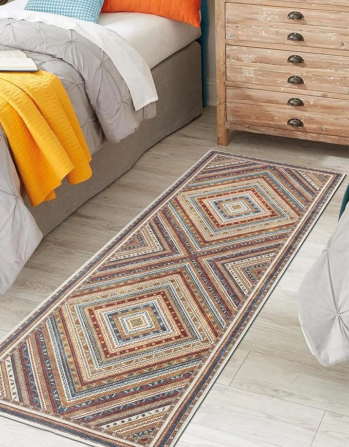 Keen Home Design 2x7 Rug - Machine Washable Runner Rug with Non-Slip Backing, Ideal for Hallway, Entryway, Kitchen, Laundry Room - Vintage, Easy Clean, Durable, Low Pile Rug - (2'6" x 7')