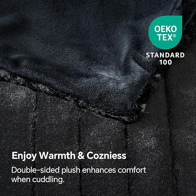 BEDELITE Faux Fur Throw Blanket for Couch, Soft and Cozy 3D Ribbed Fluffy Blanket, Thick Warm Plush Fuzzy Faux Rabbit Fur Blanket for Women Gift (Black, 50"x 60")