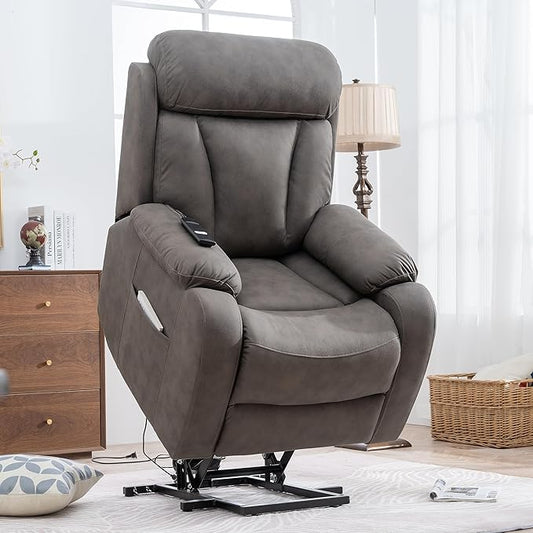 Power Lift Chair Recliners for Elderly, Modern Overstuffed Electric Seniors Recliner Chair with Remote Control Side Pocket for Living Room Bedroom (Dark Grey)