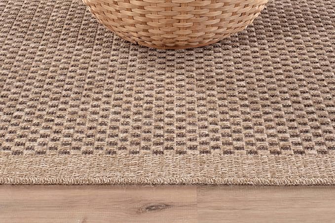 CAMILSON Easy Jute Rug 5x7, Indoor Outdoor Natural Color Fiber Area Rugs for Living Room Patio and Kitchen Rug, Sisal Boho Woven Design, Easy-Cleaning, Washable Outside Carpet Alfombras (5 x 7)