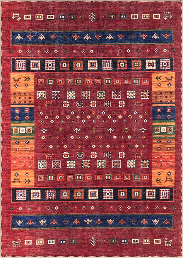 Keen Home Design 9x12 Rug - Machine Washable Area Rug with Non-Slip Backing, Ideal for Living Room, Dining Room, Bedroom - Vintage, Easy Clean, Durable, Low Pile Rug - (9' x 12')