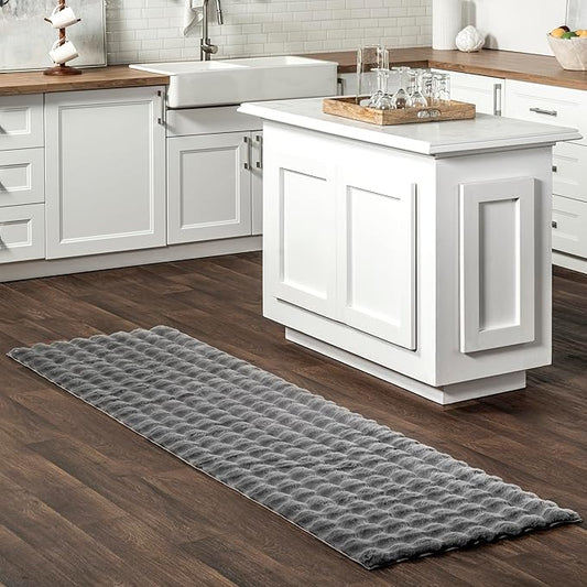 nuLOOM Jeni Checkered 2'6" x 10' Machine Washable Runner Rug for Living Room Bedroom Dining Room Entryway Hallway Kitchen, Dark Grey