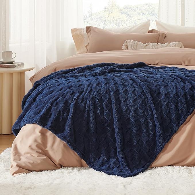 Bedsure GentleSoft Navy Blue Throw Blanket for Couch - Super Soft Cozy Blankets Gifts for Women Men Girls, Cute Small Fleece Throws for Bedroom Home Decor, 50x70 Inches
