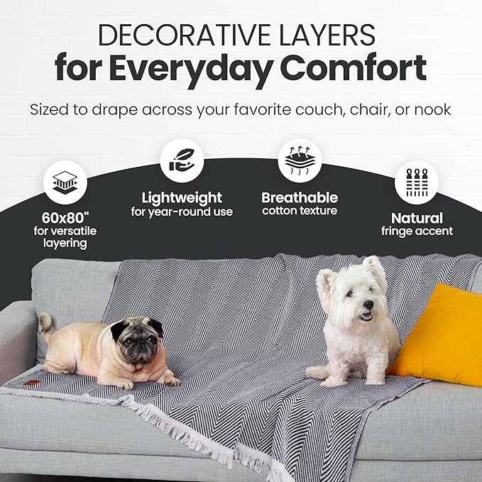 Gold Case Throw Blanket for Couch – 100% Recycled Turkish Cotton Blankets & Throws – Elegant Decorative Throw Blankets for Living Room Sofa – Woven Throws for Couch – Elegant Mustard – 60x80