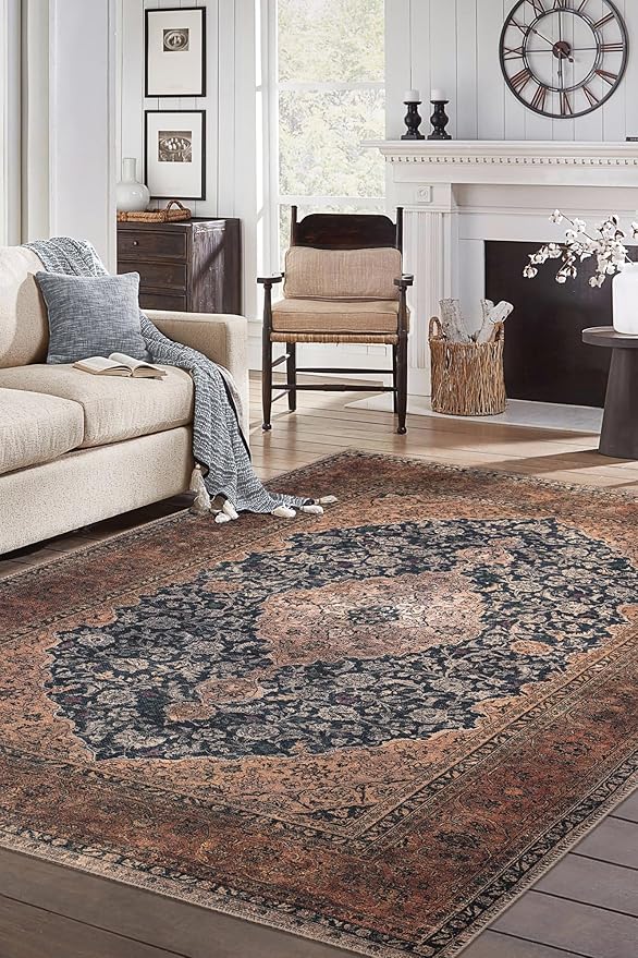 Keen Home Design 3x5 Rug - Machine Washable Entry Rug with Non-Slip Backing, Ideal for Enteryway, Kitchen, Bathroom, Laundry Room - Vintage, Easy Clean, Durable, Low Pile Rug - (3' x 5')