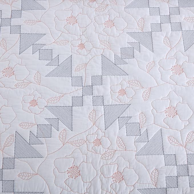 MarCielo 3-Piece 100% Cotton Oversized Bedspread Lightweight Quilt Coverlet Embroidery Farmhouse Bedding Set (TC Colorful White, Oversized King (118"x106"))