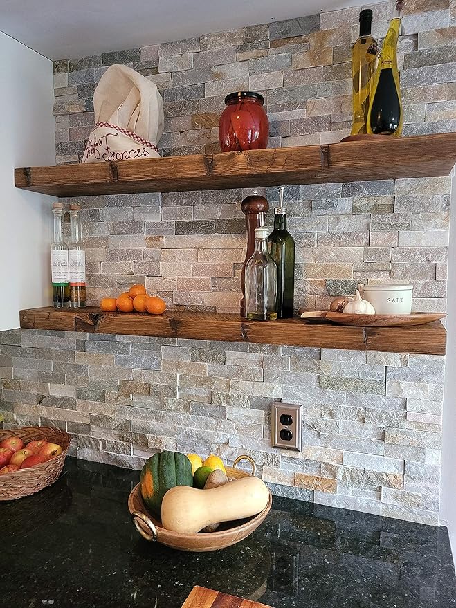joelsantiques 42 Inch Floating Shelves for Wall - 42x9x2 in - Made of Natural Wood and Easy Install - Heavy Duty Rustic Book Shelves - Perfect for Bathroom, Kitchen, Living Room - Medium Brown