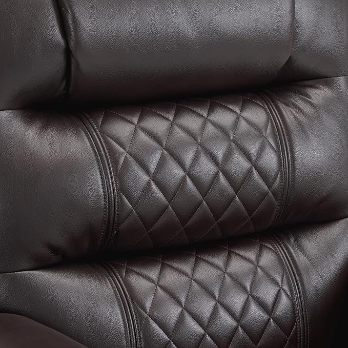 MCombo Zero Gravity Power Recliner Chair with Heat and Vibration Massage, Reclining Chair with USB Ports, Cup Holders for Living Room, Faux Leather PR621 (Brown)