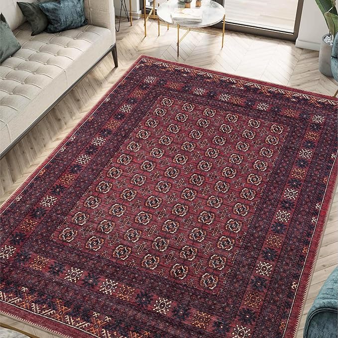 Keen Home Design 10x14 Rug - Machine Washable Area Rug with Non-Slip Backing, Ideal for Living Room, Dining Room, Bedroom - Vintage, Easy Clean, Durable, Low Pile Rug - (9'7" x 14')