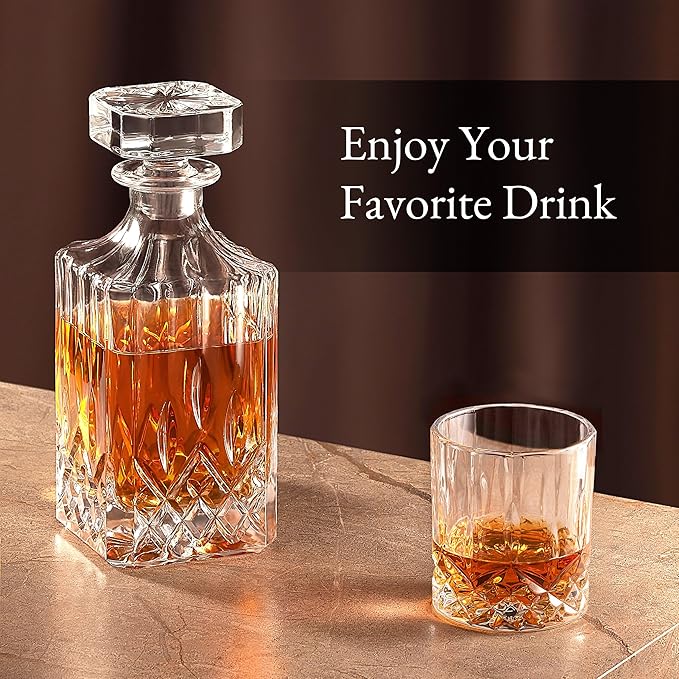 Luxury Gift For Men – Whiskey Decanter Set For Beloved Husband Or Dad Birthday Gift – 4 Whiskey Glasses And Decanter Set Is a Great Gift Idea for Whisky, Bourbon, or Scotch lovers