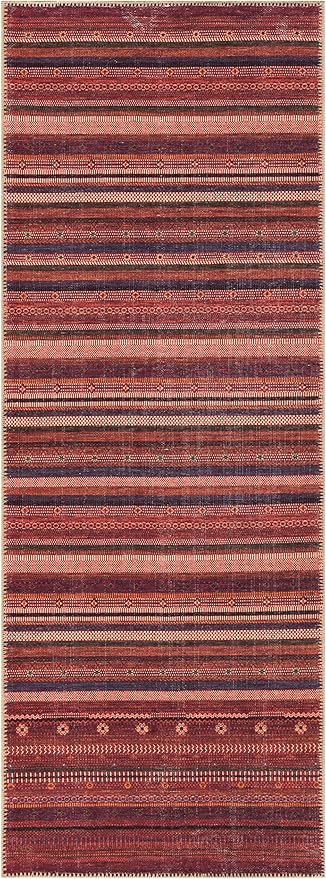 Keen Home Design 2x7 Rug - Machine Washable Runner Rug with Non-Slip Backing, Ideal for Hallway, Entryway, Kitchen, Laundry Room - Vintage, Easy Clean, Durable, Low Pile Rug - (2'6" x 7')
