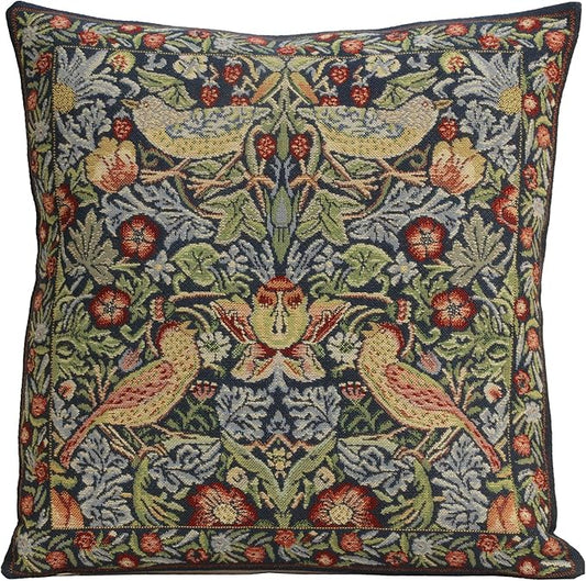 Charlotte Home Furnishings Throw Pillow Covers 16x16 in, Blue Strawberry Decorative Couch Pillow Covers, Boho European Tapestry Cushion Cases, Living Room Cozy Home Decor, Jacquard Woven Soft Cotton