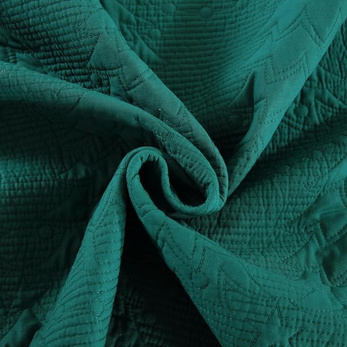 MarCielo 3-Piece Christmas Quilt 100% Cotton Oversized Bedspread Lightweight Coverlet Embroidery Christmas Tree Pattern Bedding Set(TC Emerald, Oversized Queen (100"x106"))