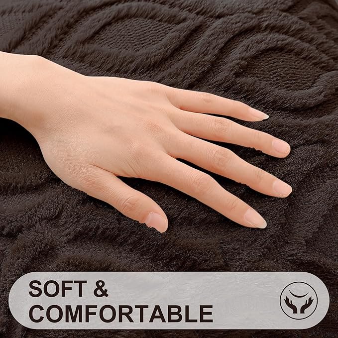 decorUhome Throw Pillow Covers 26x26 Inch Set of 2, Soft Plush Decorative Faux Fur Dark Brown Solid Couch Pillow Covers, Accent Farmhouse Neutral Square Euro Pillow Cases for Sofa Bed Living Room