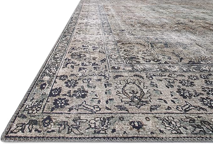 Loloi Layla Collection LAY-06 Taupe/Stone 5'-0" x 7'-6" .13" Thick Area Rug, Soft, Durable, Vintage Inspired, Distressed, Low Pile, Non-Shedding, Easy Clean, Printed, Living Room Rug