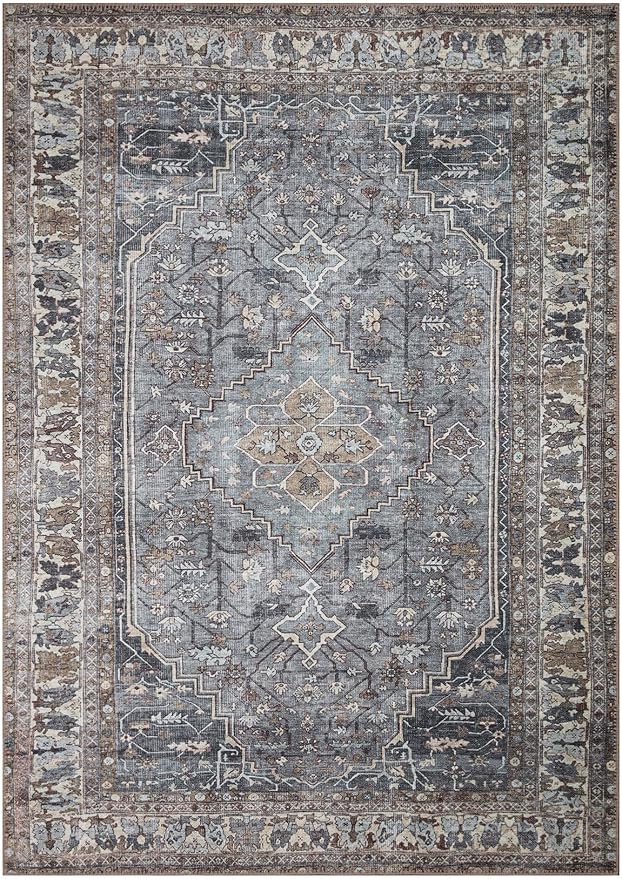 Keen Home Design 6x9 Rug - Machine Washable Area Rug with Non-Slip Backing, Ideal for Living Room, Dining Room, Bedroom - Vintage, Easy Clean, Durable, Low Pile Rug - (6' x 9')