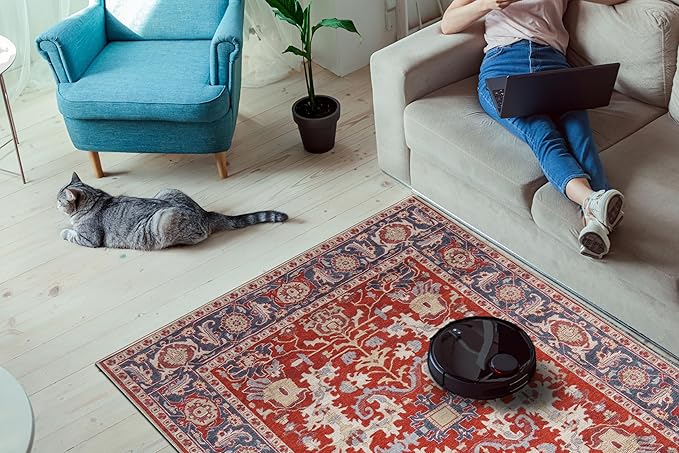 Keen Home Design 2x12 Rug - Machine Washable Runner Rug with Non-Slip Backing, Ideal for Hallway, Entryway, Kitchen, Laundry Room - Vintage, Easy Clean, Durable, Low Pile - (2'6" x 12')