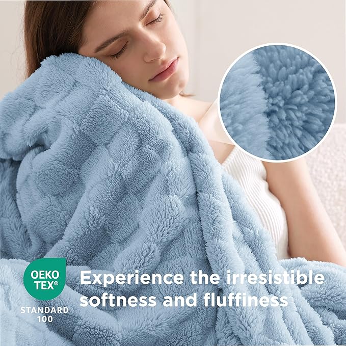 Bedsure GentleSoft King Size Blanket for Bed - Super Soft Cozy Blankets for Women Men Girls, Large Fuzzy Fleece Throw for Bedroom Decor, Light Blue,108x90 Inches
