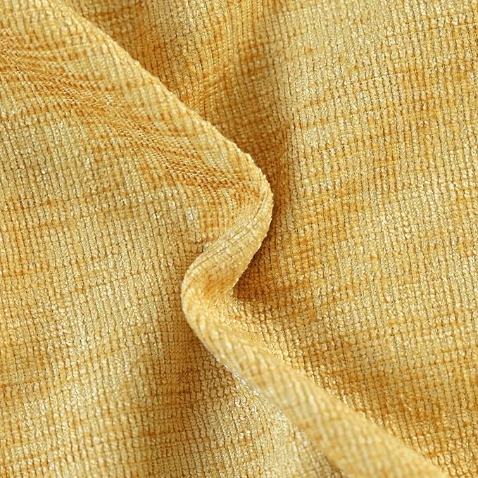 CaliTime Throw Pillow Covers Decorative 24 X 24 Inches Pack of 2 Cozy Chenille Cushion Cases for Couch Sofa Bed Living Room Home Gold